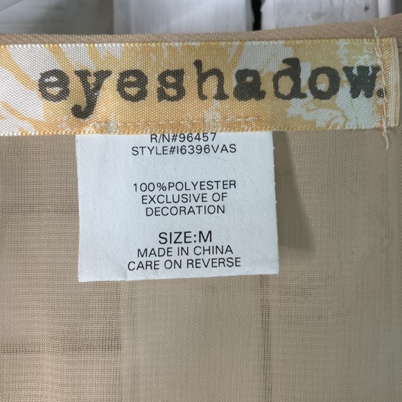 T15 Eyeshadow tan ecru with clear large sequins tank racer back with pleats sz M - Picture 3 of 12